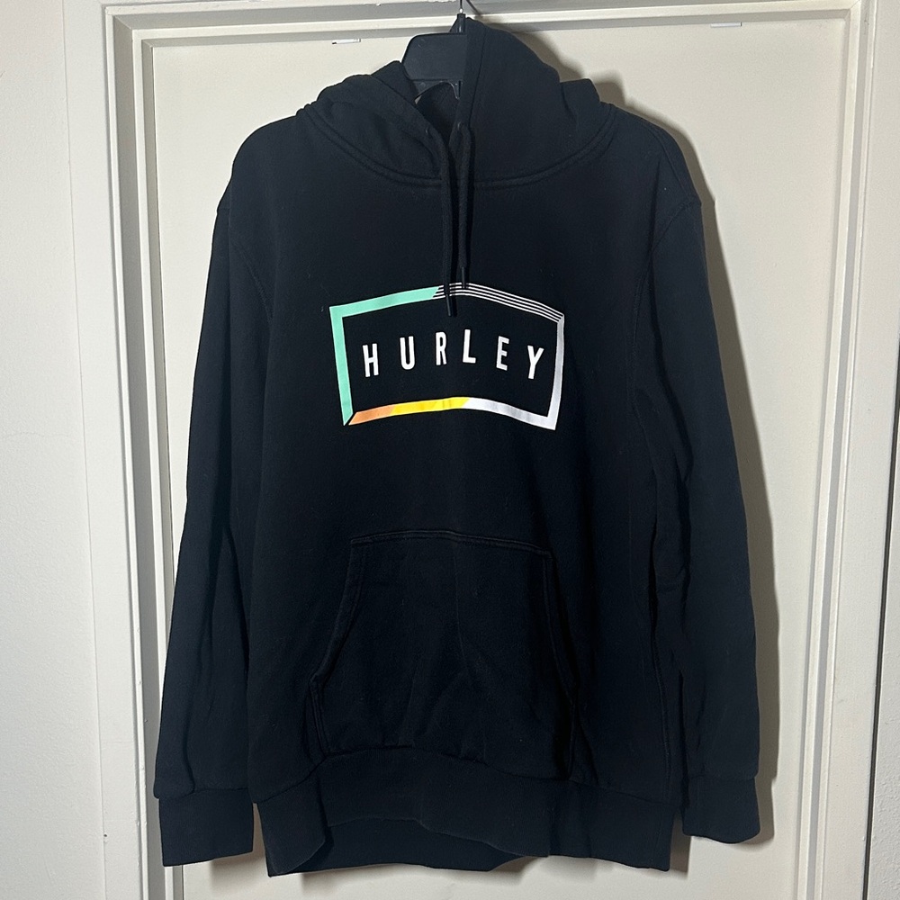 Hurley Black Hoodie with Multicolor Logo